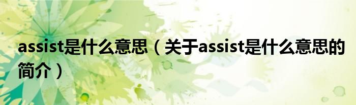 assist是什么意思（關(guān)于assist是什么意思的簡(jiǎn)介）