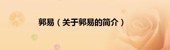 郭易（關(guān)于郭易的簡(jiǎn)介）