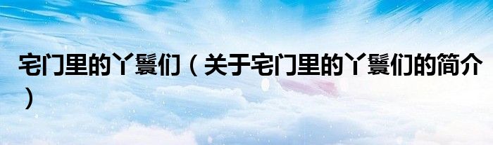 宅門里的丫鬟們（關(guān)于宅門里的丫鬟們的簡(jiǎn)介）