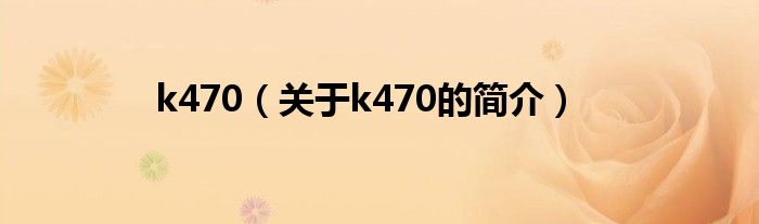 k470（關(guān)于k470的簡(jiǎn)介）