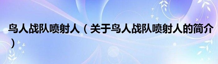 鳥人戰(zhàn)隊(duì)噴射人（關(guān)于鳥人戰(zhàn)隊(duì)噴射人的簡(jiǎn)介）