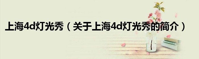 上海4d燈光秀（關于上海4d燈光秀的簡介）