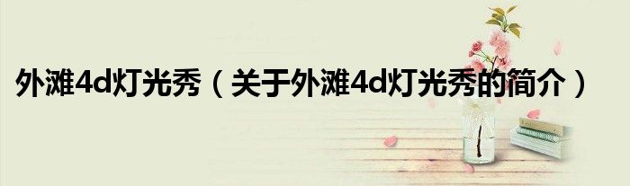 外灘4d燈光秀（關(guān)于外灘4d燈光秀的簡介）