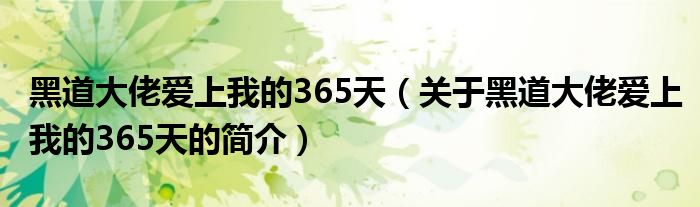 黑道大佬愛上我的365天（關于黑道大佬愛上我的365天的簡介）