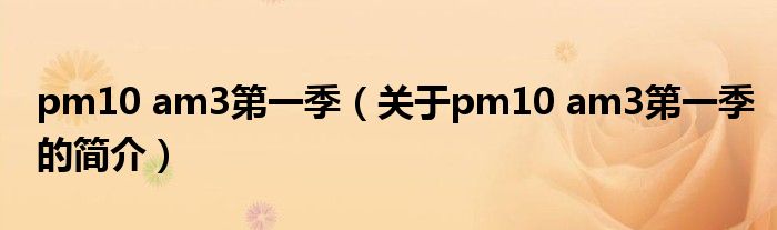 pm10 am3第一季（關于pm10 am3第一季的簡介）