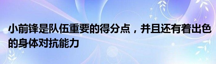 小前鋒是隊伍重要的得分點，并且還有著出色的身體對抗能力