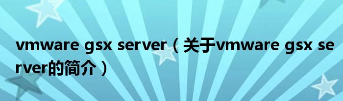 vmware gsx server（關(guān)于vmware gsx server的簡(jiǎn)介）