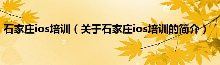 石家莊ios培訓（關于石家莊ios培訓的簡介）