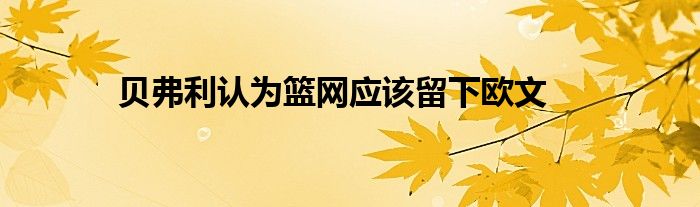 貝弗利認為籃網應該留下歐文