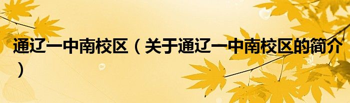 通遼一中南校區(qū)（關(guān)于通遼一中南校區(qū)的簡(jiǎn)介）