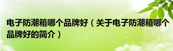 電子防潮箱哪個(gè)品牌好（關(guān)于電子防潮箱哪個(gè)品牌好的簡(jiǎn)介）