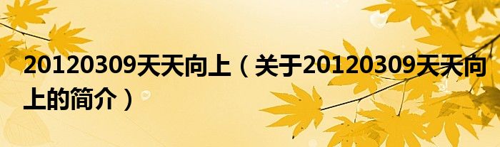 20120309天天向上（關(guān)于20120309天天向上的簡介）