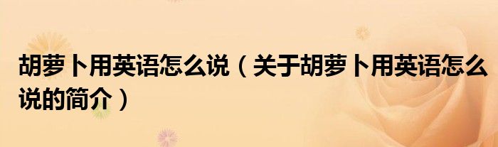 胡蘿卜用英語怎么說（關(guān)于胡蘿卜用英語怎么說的簡(jiǎn)介）