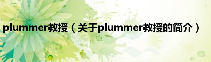 plummer教授（關(guān)于plummer教授的簡(jiǎn)介）