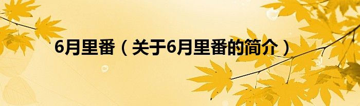 6月里番（關于6月里番的簡介）