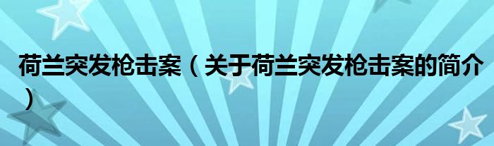 荷蘭突發(fā)槍擊案（關(guān)于荷蘭突發(fā)槍擊案的簡(jiǎn)介）