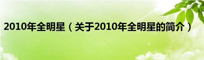 2010年全明星（關于2010年全明星的簡介）