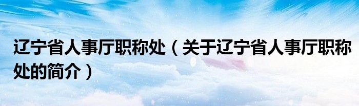 遼寧省人事廳職稱處（關于遼寧省人事廳職稱處的簡介）