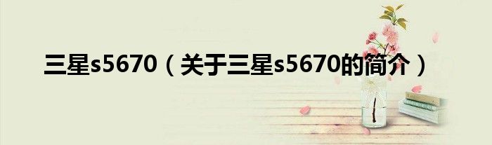 三星s5670（關(guān)于三星s5670的簡介）