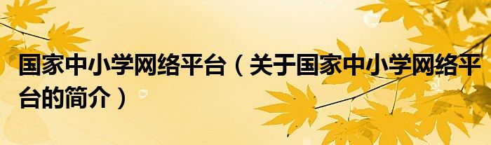 國(guó)家中小學(xué)網(wǎng)絡(luò)平臺(tái)（關(guān)于國(guó)家中小學(xué)網(wǎng)絡(luò)平臺(tái)的簡(jiǎn)介）