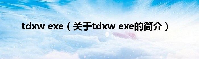 tdxw exe（關于tdxw exe的簡介）