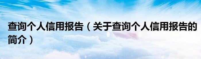 查詢個人信用報告（關(guān)于查詢個人信用報告的簡介）