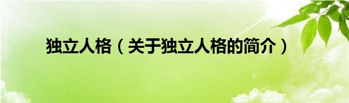 獨(dú)立人格（關(guān)于獨(dú)立人格的簡(jiǎn)介）