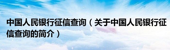 中國人民銀行征信查詢（關(guān)于中國人民銀行征信查詢的簡(jiǎn)介）