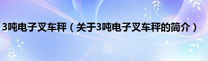 3噸電子叉車秤（關(guān)于3噸電子叉車秤的簡介）