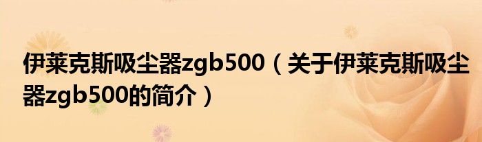 伊萊克斯吸塵器zgb500（關(guān)于伊萊克斯吸塵器zgb500的簡(jiǎn)介）