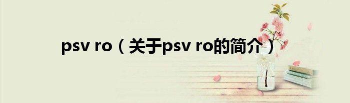 psv ro（關(guān)于psv ro的簡介）