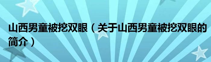 山西男童被挖雙眼（關(guān)于山西男童被挖雙眼的簡介）