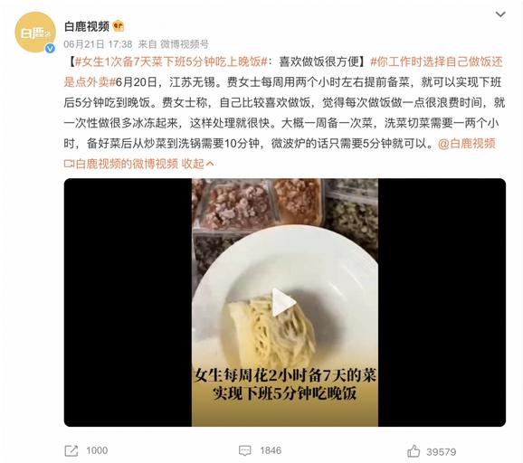 女生1次備7天菜下班5分鐘吃上晚飯：喜歡做飯很方便